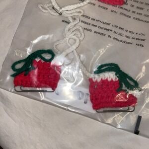 Handmade Crocheted Ice Skates Ornaments Paperclips Craft Holiday